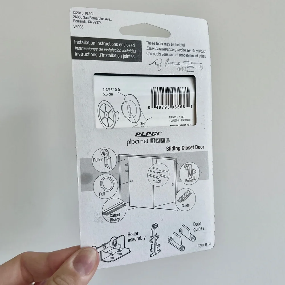 White plastic closet pole sockets